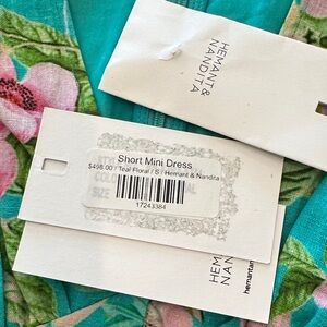 HEMANT & NANDITA Turquoise Floral Mini Dress